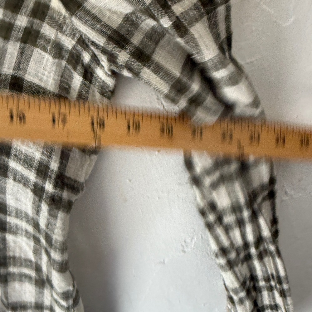 Free People Womens Plaid Long Sleeve Button Shirt Olive Green Bohemian Cabin XS - Picture 4 of 8